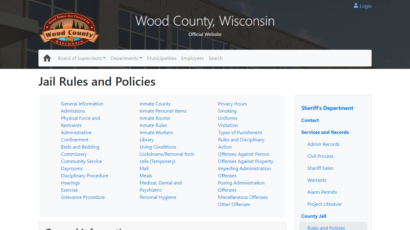 Jail Rules and Policies - Sheriff's Department - Wood County Wisconsin