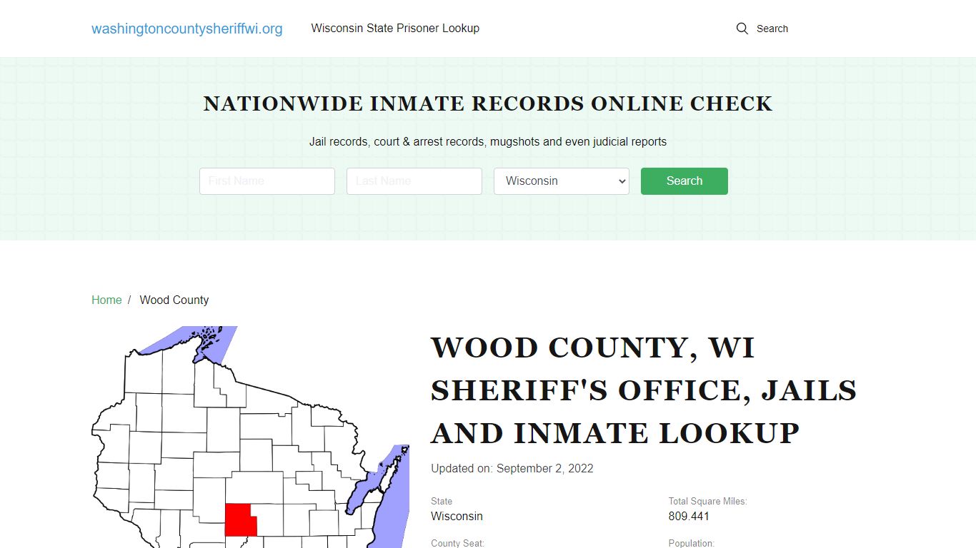 Wood County WI Sheriff's Office, Jails and Inmate Lookup